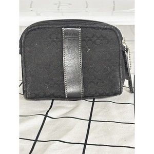 Coach Zip Around Monogram Wallet  Black Small